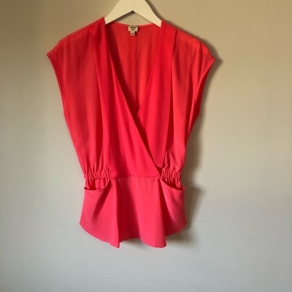 Wilfred Dance Hall Peplum Pink Silk Top - Picture 2 of 6